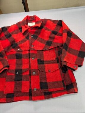 Filson Mackinaw Cruiser Jacket Red Black Plaid Wool XL
